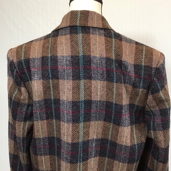 Vintage Harve Benard Womens Plaid Wool Blazer Size 10 Oversized 2 Button Jacket - Picture 12 of 16